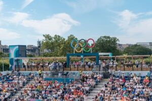 Stadium full; of spectators watching the Olympic games