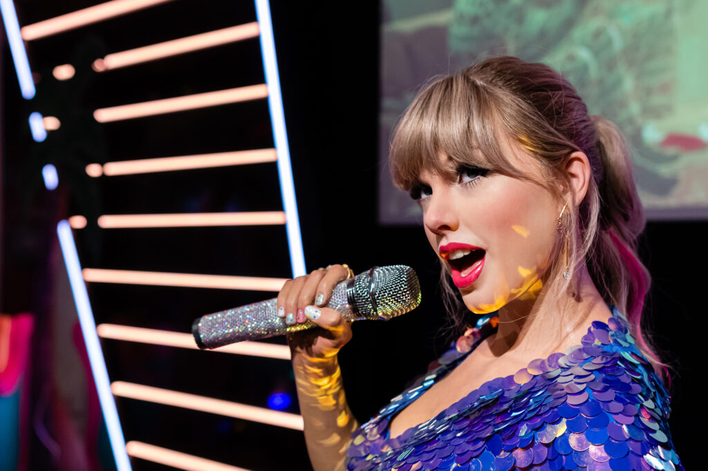 Taylor Swift performing on January 2, 2020 at Waxwork Madame Tussauds waxwork museum, London, England